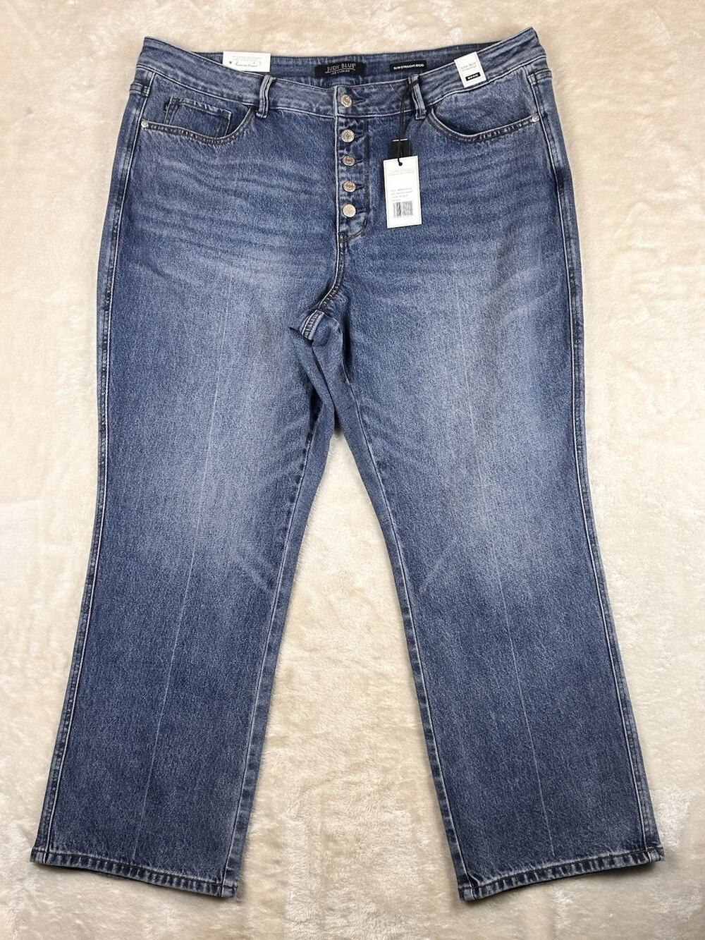 Judy Blue Slim Straight Rigid Medium Blue Jeans Women’s Sz 22W JB881011 MD